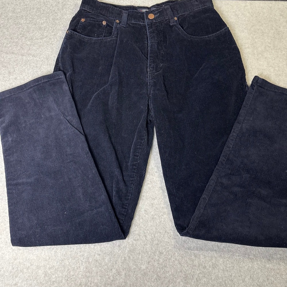 Bill Blass Corduroy Jeans Navy Blue Stretch High Rise Straight Leg Size‎ 8
